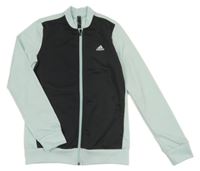 Antracitovo-světlemodrá sportovní propínací mikina Adidas