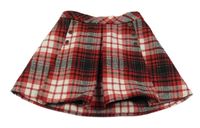 Červeno-bielo-čierna kockovaná vlnená sukňa Nutmeg