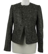 Nové - Dámský béžovo-hnědý vzorovaný vlněný sakový kabátek Modee