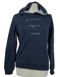 Dámská tmavomodrá funkční mikina s nápisem a kapucí Decathlon