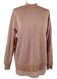 Dámský starorůžový třpytivý svetr se šifonovým pasem Next