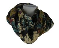 Dámský černý kolový šátek s květy 