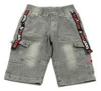 Svetlosivé rifľové cargo kraťasy