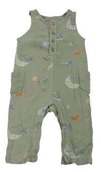 Khaki rebrovaný overal s mraky a vreckami M&S