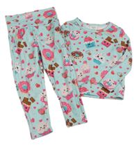 2set - Světlemodré teiko s donuty + legíny Shein