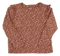 Růžové květované triko s volánky C&A