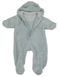 Svetlomodrá chlpatá kombinéza s kapucňou Next