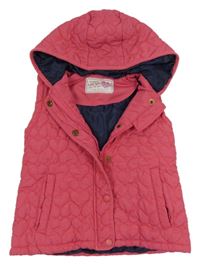 Malinová šušťáková prešívaná zateplená vesta s kapucňou Yd.