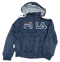 Tmavomodrá šušťáková športová bunda s kapucňou Fila