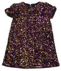 Čierno-fialovo-zlaté sametovo/flitrové šaty Name it