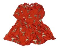 Červené šaty s koloušky a golierikom H&M