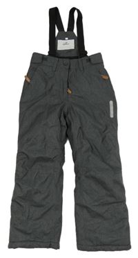 Tmavošedé šusťákové funkční oteplovačky s kšandami Topolino