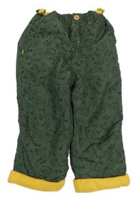 Khaki šusťákové podšité kalhoty s medvídky a liškami Ergee