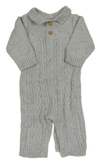 Sivý vzorovaný svetrový overal s golierikom Matalan