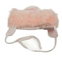Světlerůžová sametová čepice s kožíškem 