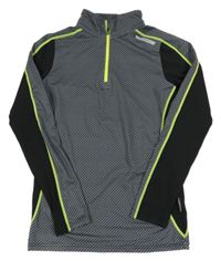 Šedo-černé vzorované funkční triko s nápisy 