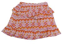 Bielo-ružovo-oranžová vzorovaná sukňa Matalan