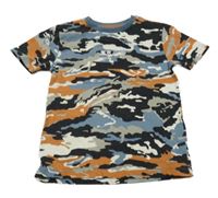 Černo-modro-oranžové army tričko s nápisem Next