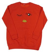 Červená mikina s obličejem Lipsy London