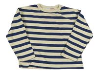 Béžovo-tmavomodrá pruhovaná mikina s nápisom Zara