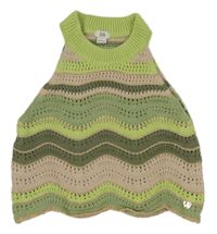 Zeleno-béžový pruhovaný pletený top River Island