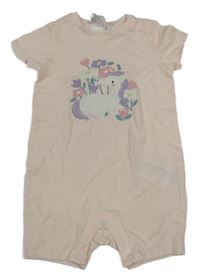 Svetloružový kraťasový overal s jednorožcom Lily & Dan