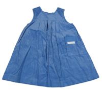 Modré menšestrové šaty s vreckom a nášivkou