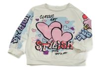 Biela mikina so srdiečkami a nápisom Shein