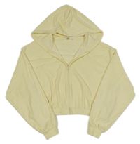 Vanilková froté prepínaci crop mikina s kapucňou H&M
