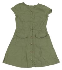Khaki prepínaci šaty s vreckami H&M