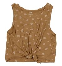 Hnedý crop top s bodkami a uzlom H&M