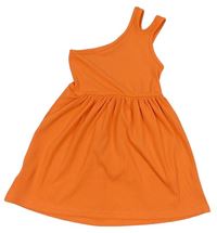 Oranžové rebrované asymetrické šaty Shein