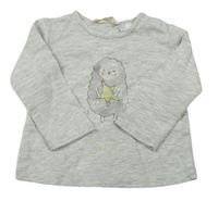 Sivé melírované tričko s ovečkou Zara