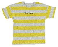 Sivo-žlté pruhované tričko s nápisom Matalan