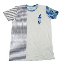 Bílo-modré tričko se surfem Noroze