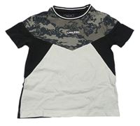 Černo-bílo-army tričko Next 