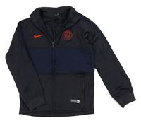Tmavomodro-antracitová funkční fotbalová propínací mikina Paris Saint Germain Nike