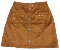 Medová semišová sukňa so cvokmi  River Island
