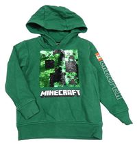 Zelená mikina s Minecraft z překlápěcích flitrů a kapucí Next