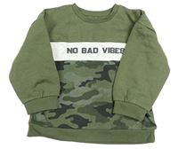 Olivovo-army mikina s nápisom Matalan