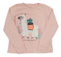 Broskvové triko s lamou C&A vel. 176