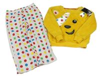 Nové - žluto-bílé chlupato/fleecové pyžamo s Pudsey George 