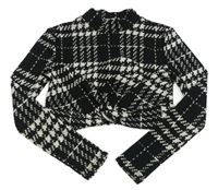Čierno-biele kockované crop tričko Shein