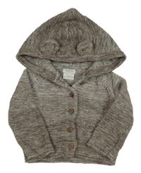 Hnedo-biely melírovaný prepínaci sveter s kapucňou Mamas&Papas