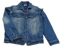 Modrá teplákovo/riflová bunda s volánikmi