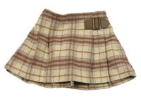 Béžovo-hnedo-ružová kockovaná vlnená skladaná sukňa Next