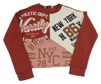 Nové - Hrdzavá crop mikina s potlačou George