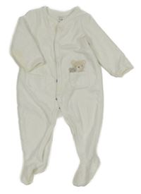 Biely zamatový overal s medvedíkmi C&A