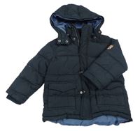 Tmavomodrá šusťáková prošívaná zimní bunda s kapucí H&M