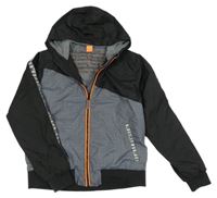 Šedo-černá šusťáková jarní bunda s kapucí Y.F.K.